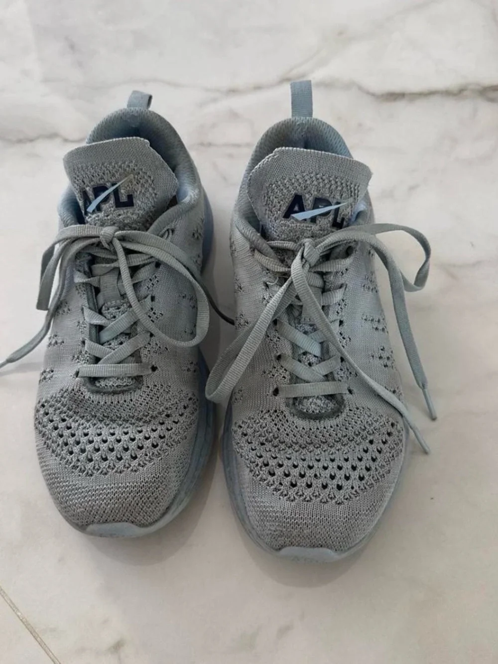 Light Blue Knit Athletic Sneakers APL